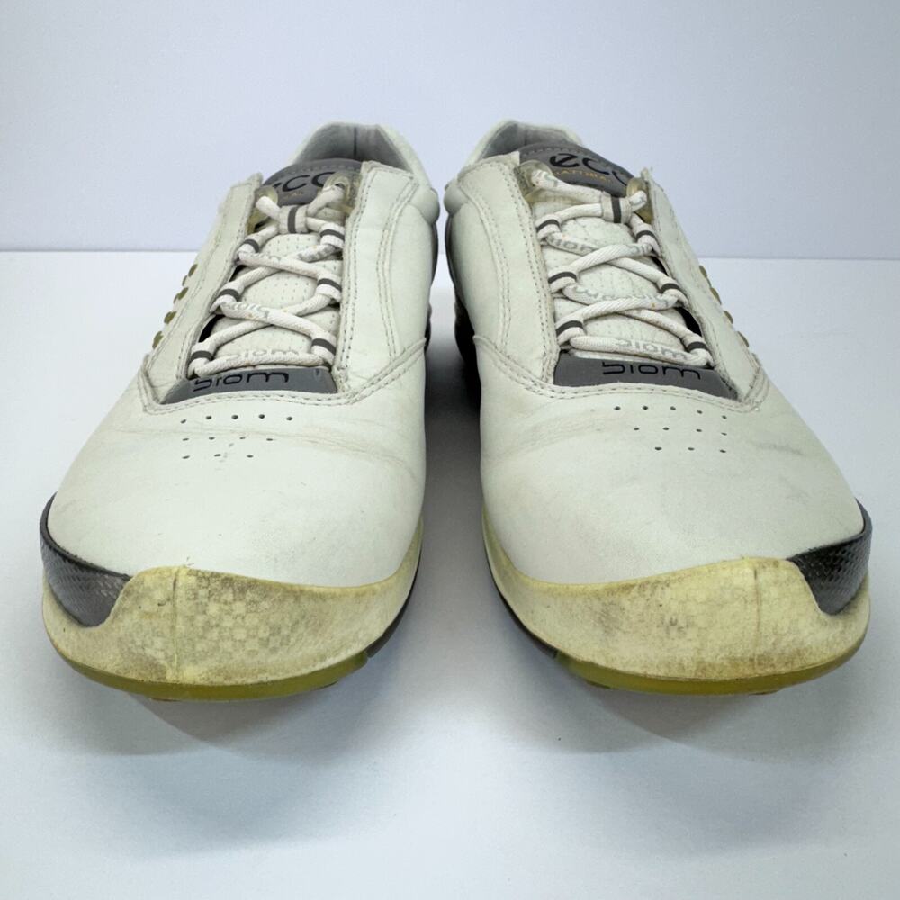 ECCO Biom Hybrid Hydromax Spikeless Golf Shoes Men Size 7 White Gray Yak Leather - Picture 7 of 11